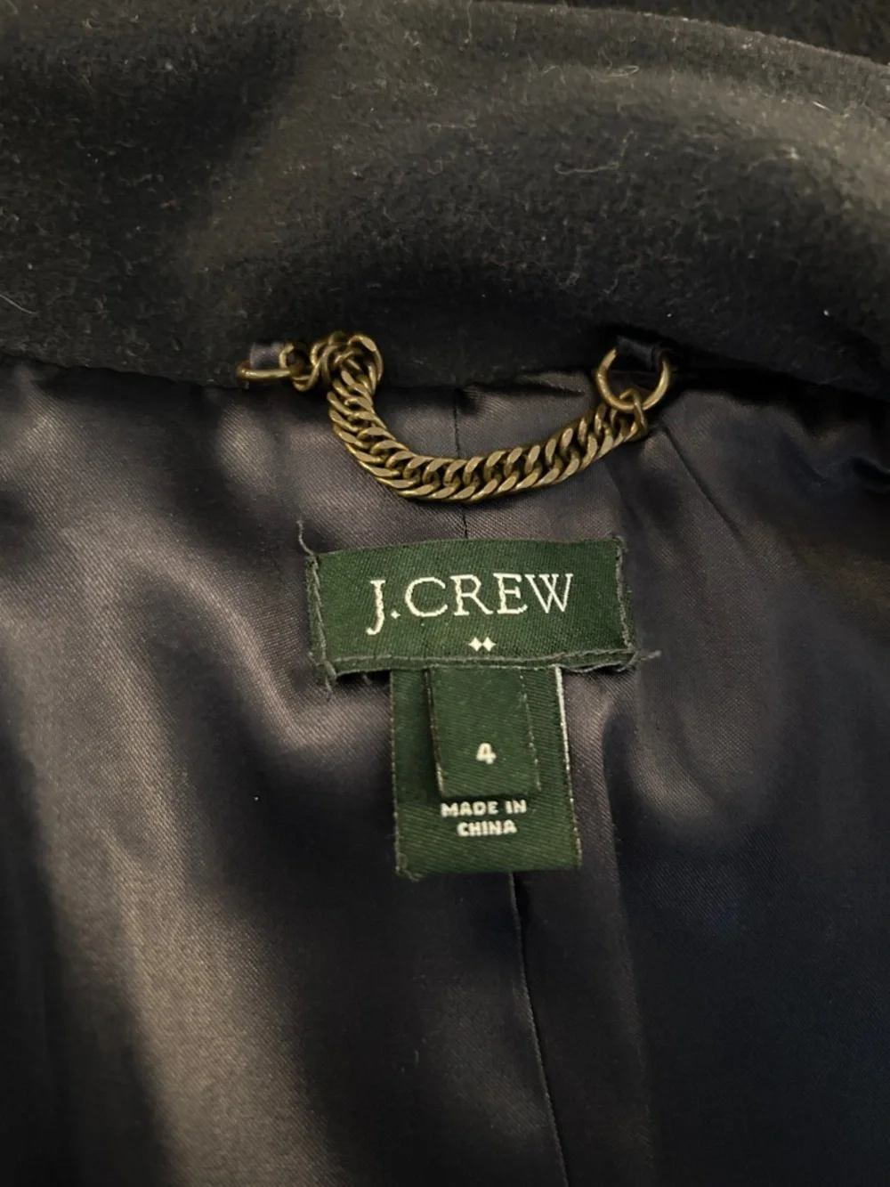 J. Crew 100% Virgin Wool Navy Blue Winter Pea Coat Broken Zipper Jacket Size 4 - Picture 7 of 8
